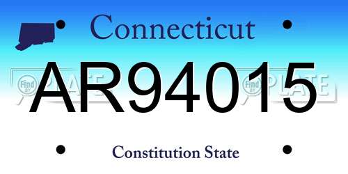 AR94015 Connecticut License Plate
