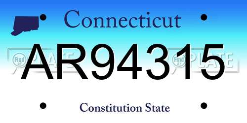AR94315 Connecticut License Plate