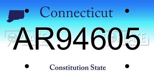 AR94605 Connecticut License Plate