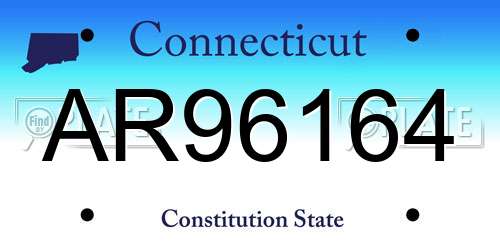 AR96164 Connecticut License Plate