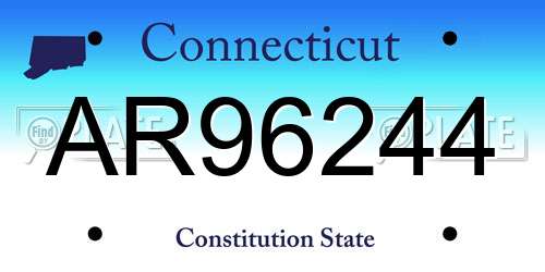 AR96244 Connecticut License Plate