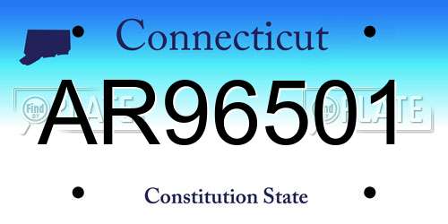 AR96501 Connecticut License Plate