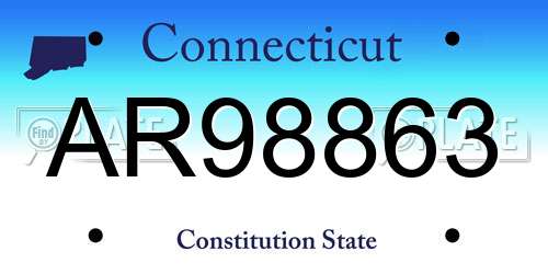 AR98863 Connecticut License Plate