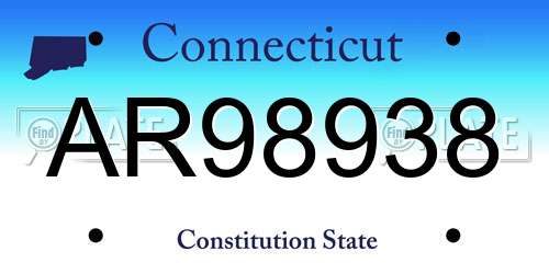 AR98938 Connecticut License Plate