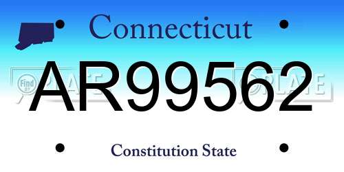 AR99562 Connecticut License Plate