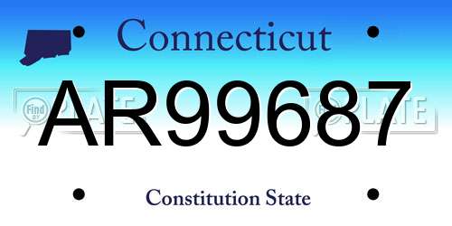 AR99687 Connecticut License Plate