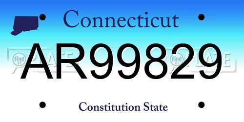 AR99829 Connecticut License Plate