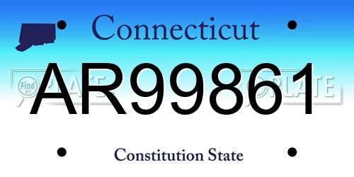AR99861 Connecticut License Plate