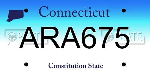 ARA675 Connecticut License Plate