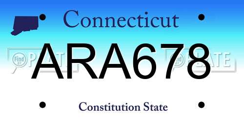 ARA678 Connecticut License Plate