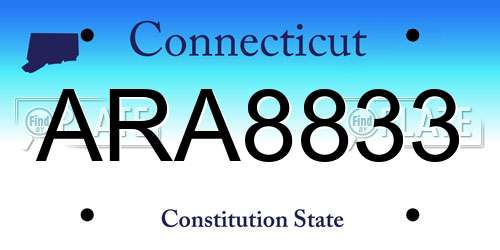 ARA8833 Connecticut License Plate