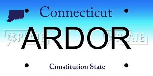 ARDOR Connecticut License Plate