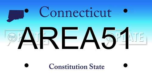 AREA51 Connecticut License Plate