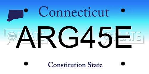 ARG45E Connecticut License Plate