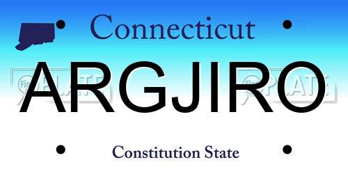 ARGJIRO Connecticut License Plate