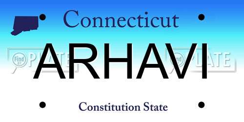 ARHAVI Connecticut License Plate