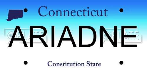ARIADNE Connecticut License Plate