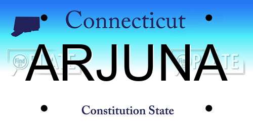 ARJUNA Connecticut License Plate