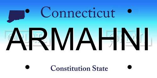 ARMAHNI Connecticut License Plate