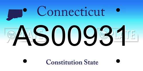AS00931 Connecticut License Plate