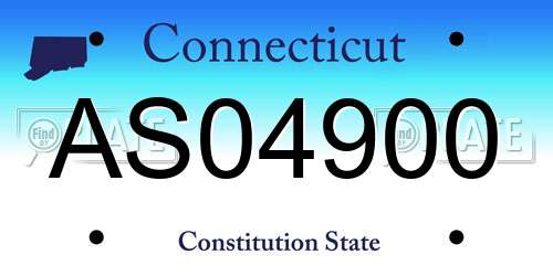 AS04900 Connecticut License Plate
