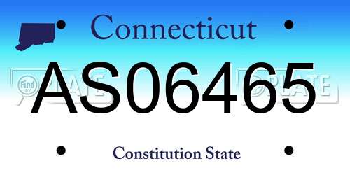 AS06465 Connecticut License Plate
