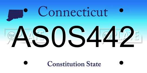 AS0S442 Connecticut License Plate