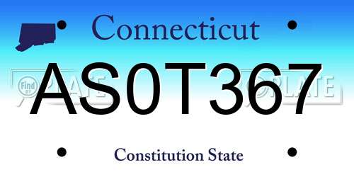 AS0T367 Connecticut License Plate