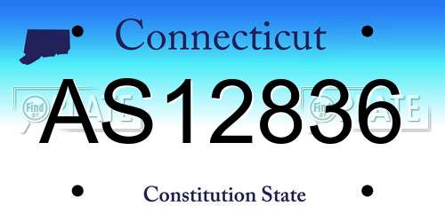 AS12836 Connecticut License Plate