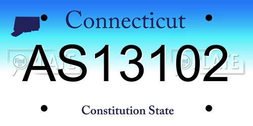 AS13102 Connecticut License Plate