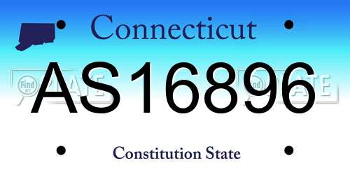 AS16896 Connecticut License Plate