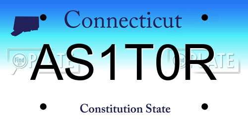 AS1T0R Connecticut License Plate