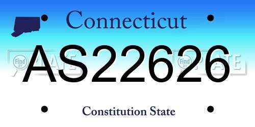 AS22626 Connecticut License Plate