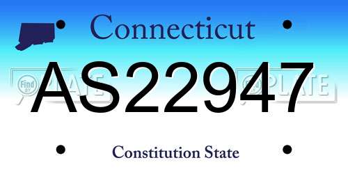 AS22947 Connecticut License Plate