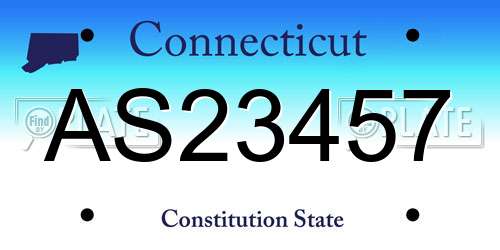 AS23457 Connecticut License Plate