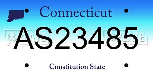 AS23485 Connecticut License Plate