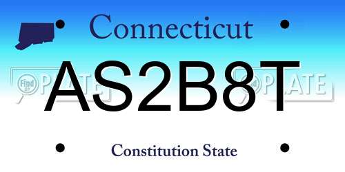 AS2B8T Connecticut License Plate