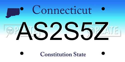 AS2S5Z Connecticut License Plate