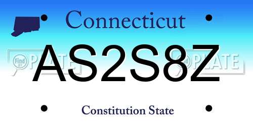 AS2S8Z Connecticut License Plate