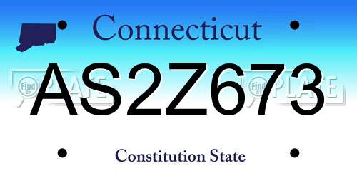 AS2Z673 Connecticut License Plate