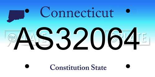 AS32064 Connecticut License Plate
