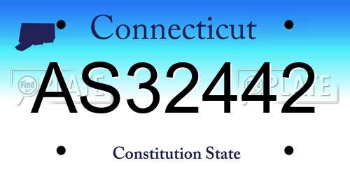 AS32442 Connecticut License Plate