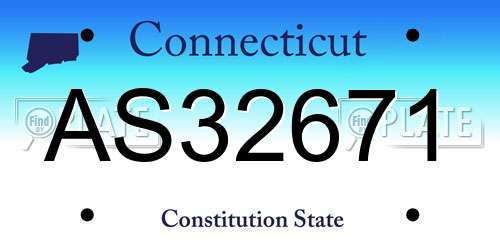 AS32671 Connecticut License Plate