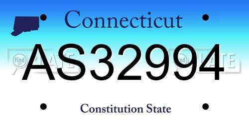 AS32994 Connecticut License Plate