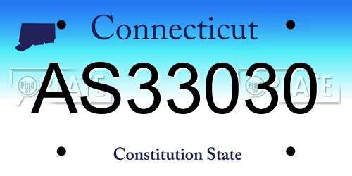 AS33030 Connecticut License Plate