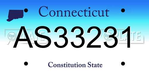 AS33231 Connecticut License Plate