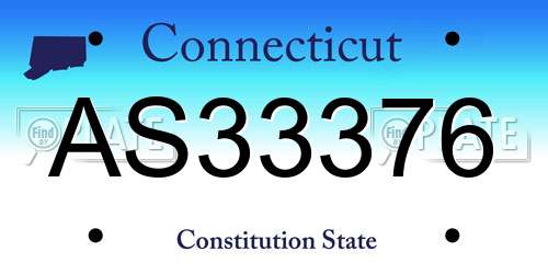 AS33376 Connecticut License Plate