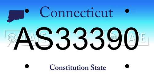 AS33390 Connecticut License Plate