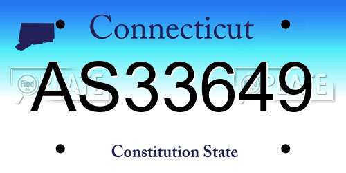 AS33649 Connecticut License Plate