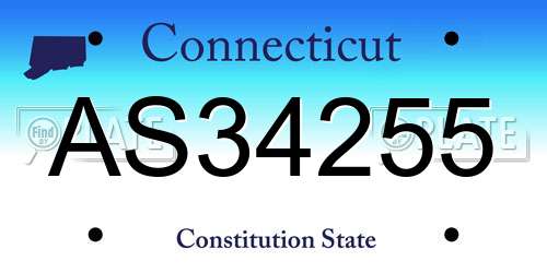 AS34255 Connecticut License Plate